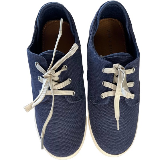 SUN + STONE NAVY BLUE BOYS KIVA SNEAKER Size 5 NWOT - Picture 1 of 7
